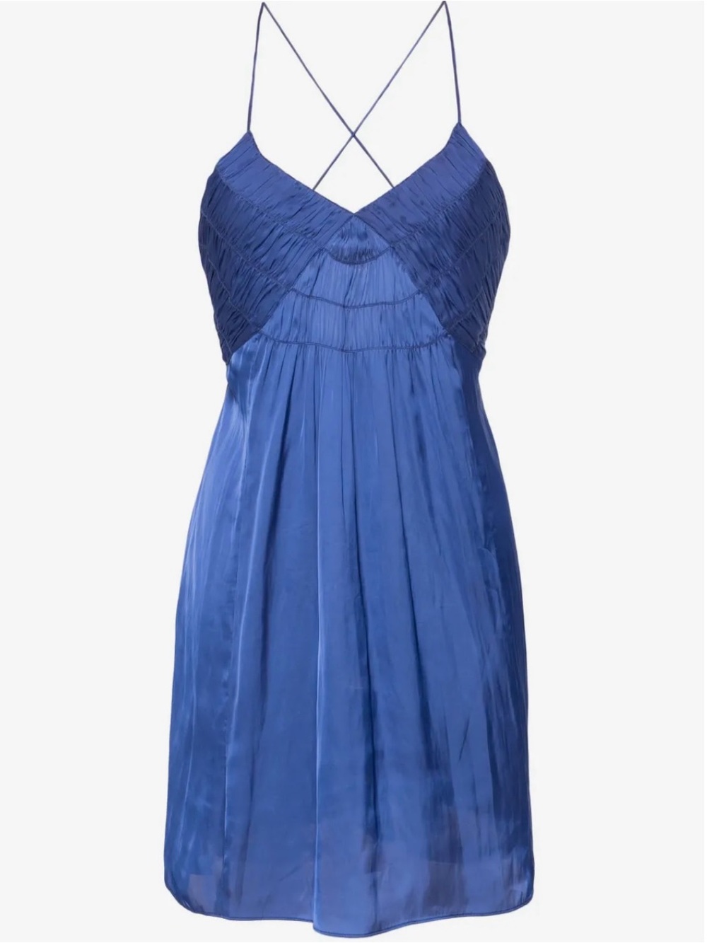 Zadig&Voltaire Blue Satin V-Neck Baby Doll Mini Dress